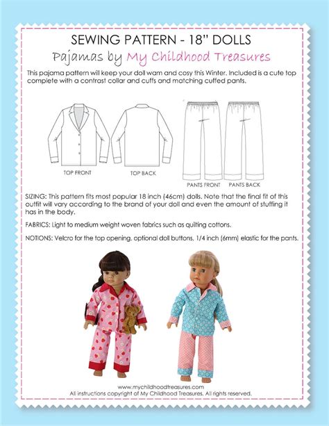 18 Inch Doll Clothes Patterns Doll Pajama Pattern Doll Etsy