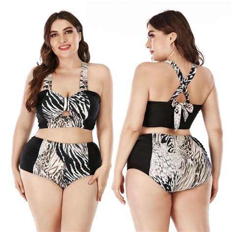 Jual Bikini Baju Renang Jumbo Big Size Black Tiger Print Warna Hitam