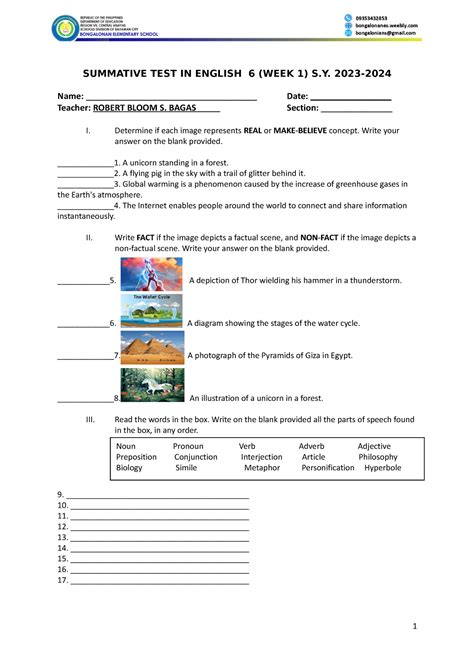 Summative TEST IN English 6 Week 1 SY 2023 2024 SUMMATIVE TEST IN