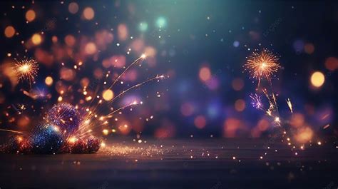 Golden Fireworks Colorful Balls Celebration Happy New Year Background ...