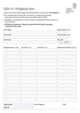 Fillable Online CIEH 14 19 Diploma Form Fax Email Print PdfFiller