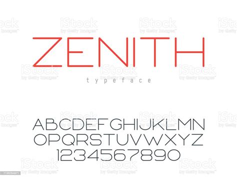 Vector Thin Line Uppercase Font Latin Alphabet Letters And Numbers