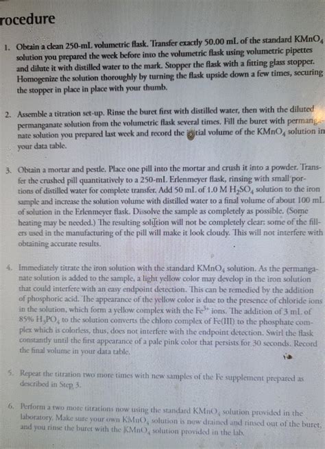 Solved Data Molarity Of Kmno Solution Prepared Previous Chegg