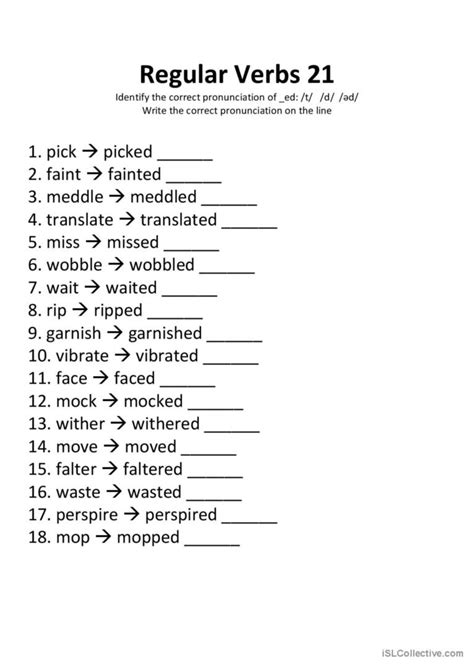 Regular Past Tense Verbs Pronunciati… English Esl Worksheets Pdf And Doc