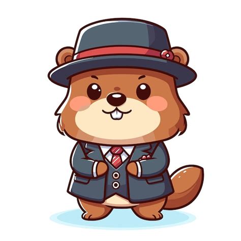 Premium Vector Cute Groundhog With Hat Cartoon Vector On White Background