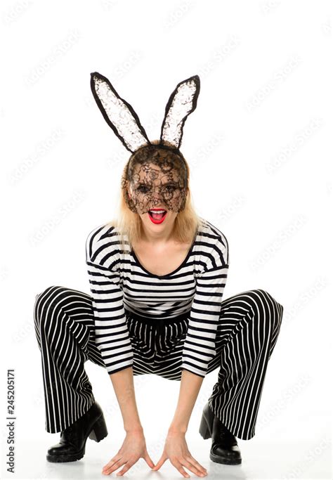 Sexy Easter Bunny Girl Sexy Girl In Black Rabbit Mask Sexy Fashion