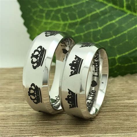 Mm Personalized Titanium Ring Set Couples Ring Set Matching Couple