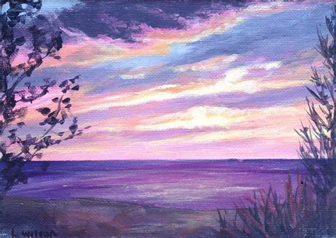 Pink Sunset Painting at PaintingValley.com | Explore collection of Pink ...