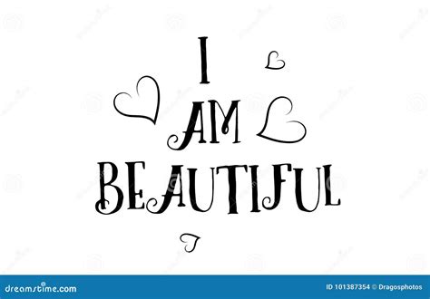 I Am Beautiful Love Quote Logo Greeting Card Poster Design Stock Vector