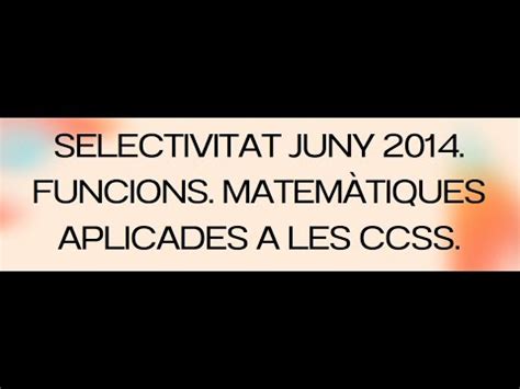 Exercicis Funcions Examen De Selectivitat Juny Matem Tiques