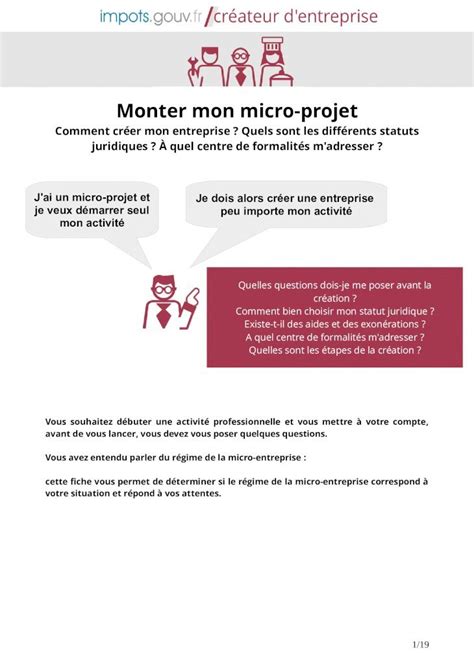 PDF Monter Mon Micro Projet Impots Gouv Fr Quel Statut