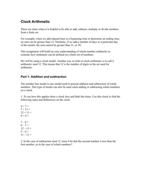 Clock Arithmetic