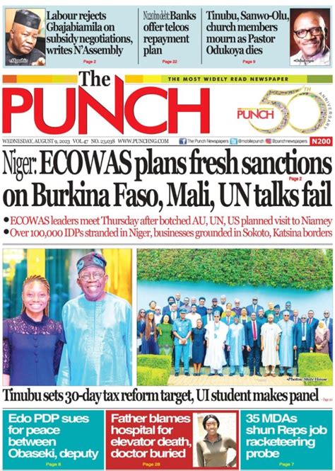 Nigerian Newspapers Daily Front Pages Review Wednesday Th August