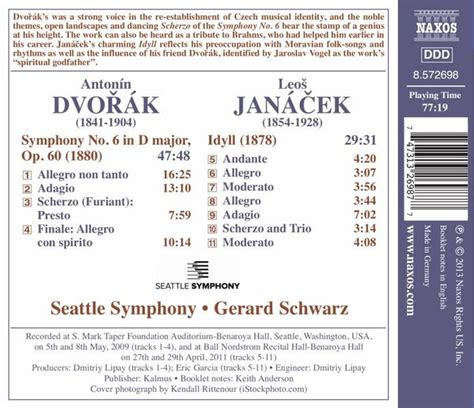 Dvorak Symphony No 6 Janacek Idyll Antonin Dvorak Leos Janacek