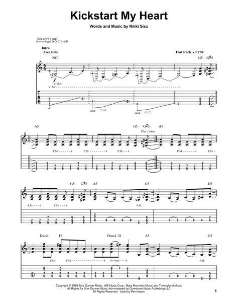 Kickstart My Heart by Motley Crue - Guitar Tab Play-Along - Guitar ...