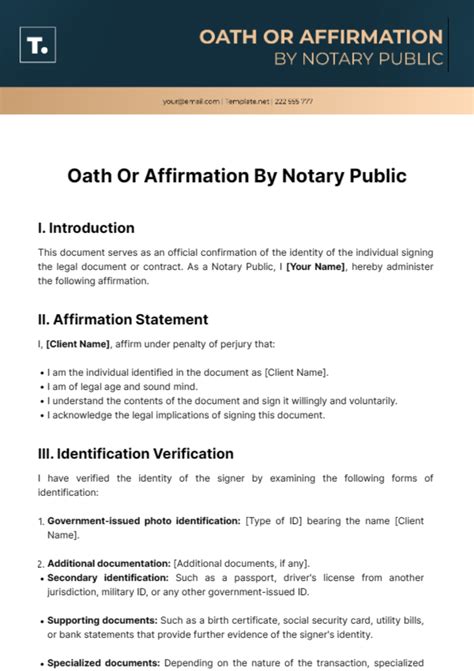 Free Oath Or Affirmation By Notary Public Template Edit Online