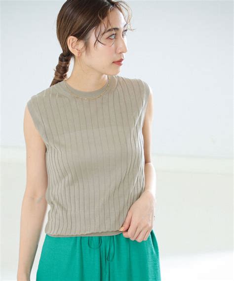 Sloane（スローン）の「sloane 18g ワイドリブ シルク ノースリーブニット（ニット セーター）」 Wear