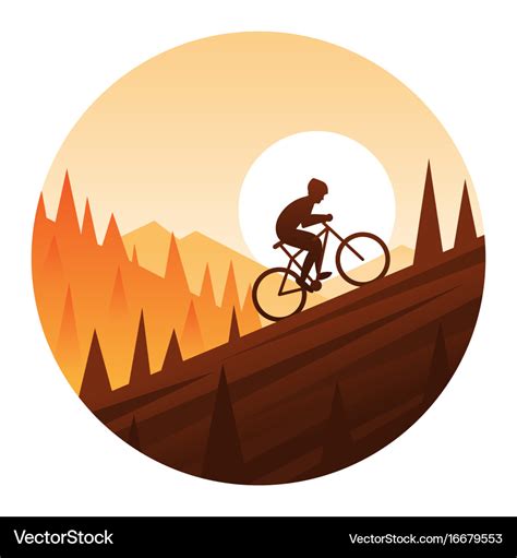 Mountain Bike Climbing Round Icon Royalty Free Vector Image