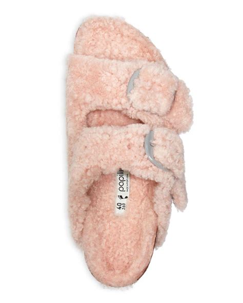 Birkenstock Fur Women S Papillo Arizona Shearling Slide Sandals In Pink