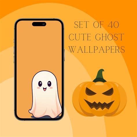 Cute Ghost Phone Wallpaper Digital Background Halloween Etsy