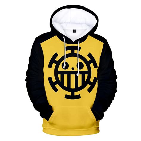 One Piece Law Hoodie Trafalgar Law Surgeon Of Death Logo Black And Yellow