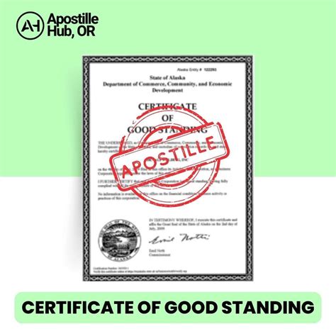 Certificate Of Good Standing Apostille Services