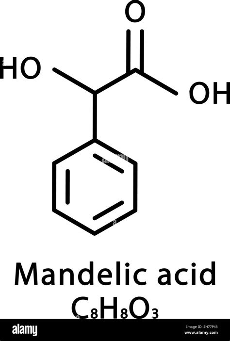 Estructura molecular de ácido mandélico Fórmula química esquelética de