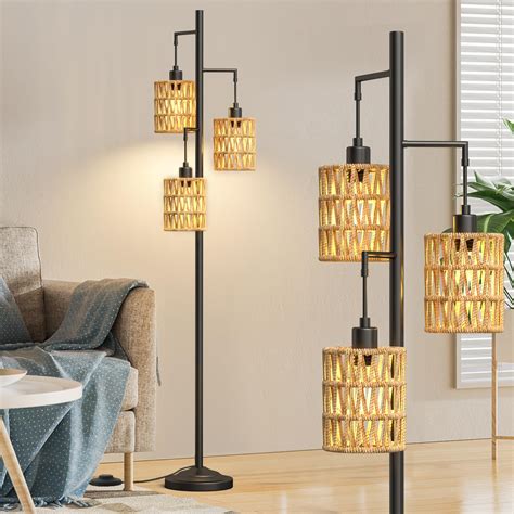 Cnxin Lights Rattan Floor Lamps With On Off Foot Switch Tree Standing