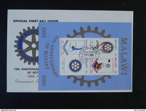 Rotary Lions Club Fdc Bloc Rotary International Malawi 1980