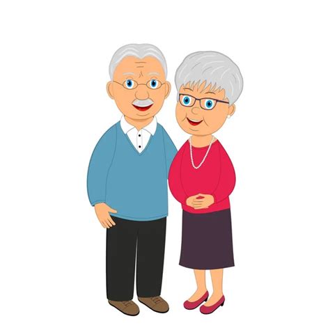 Grandmother Grandfather Together Silver Haired Grandma Grandpa Cartoon