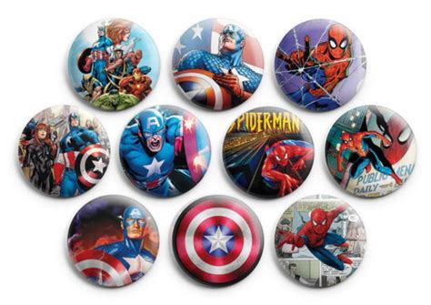 Super Heroes Marvel Comics Pinback Buttons Badge 2 Set Of 10 125