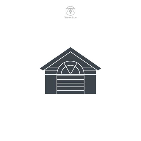 Garage icon vector features a stylized car storage area, symbolizing