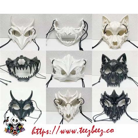 Therian Wolf Skull Mask Black White Luminous Resin Mask Etsy