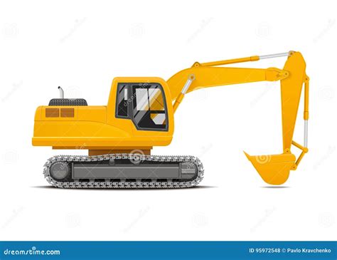 Excavator Realistic Vector Illustration Stock Vector Illustration