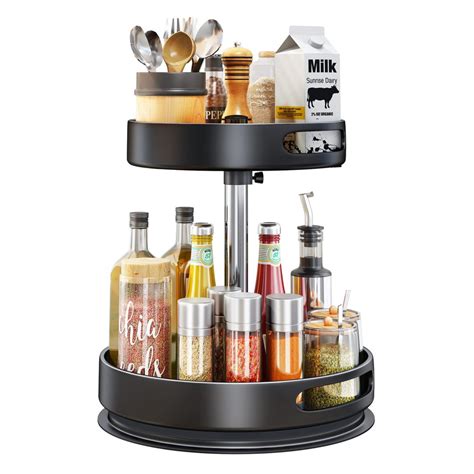 Turntable Organizer Tier Metal Steel Spice Rack Rotatable Rotating