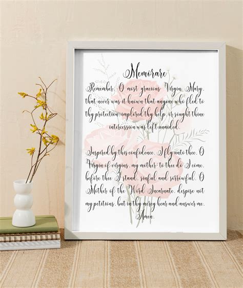 Memorare Prayer / Catholic / Beautiful Prayer Wall Art / Religious Wall ...