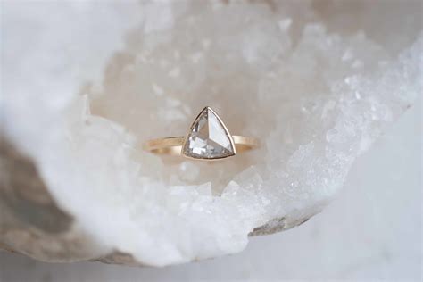 Clear Rose Cut Trillion Diamond Ring | Diamond Triangle Ring | 14k ...