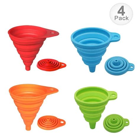 Pack Silicone Collapsible Funnel Set Of Foldable Kitchen Funnel