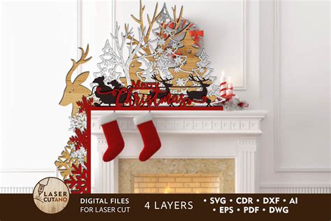 Christmas CORNER for FIREPLACE Cut Files Graphic by LaserCutano ...