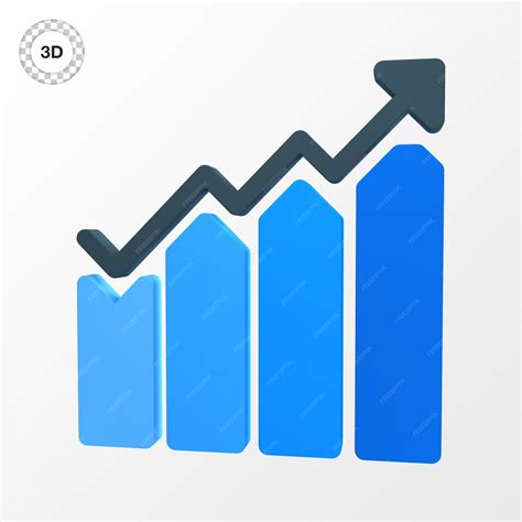 Um gráfico azul com um gráfico de linha e uma seta apontando para cima