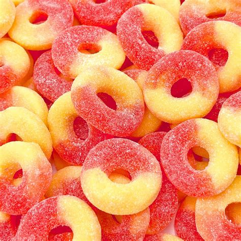 Sour And Sweet Peach Rings Gummy Candy 2 Pound Bag