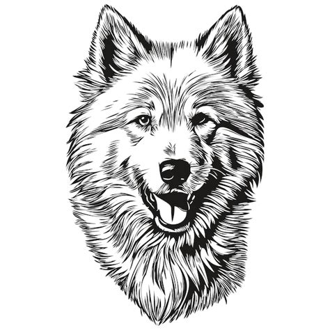 Perro Samoyedo Dibujo Aislado Sobre Fondo Blanco Cabeza Mascota L Nea