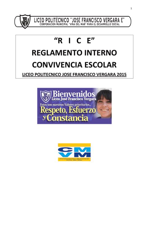 R I C E Reglamento Interno Convivencia Escolar