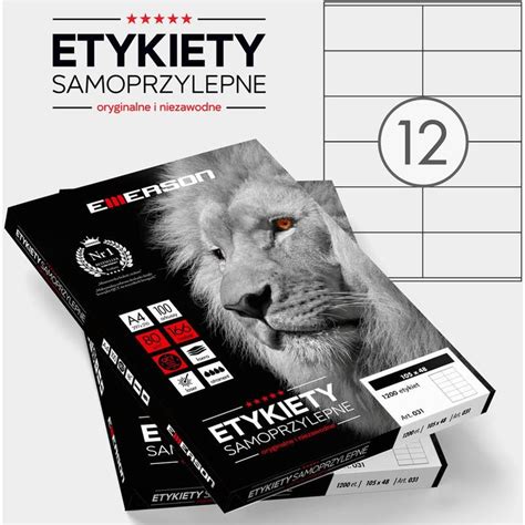 Etykiety Samoprzylepne Emerson Wymiary 105x48mm 12 Etykiet Na Arkuszu