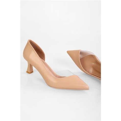 Shoeberry Women S Millie Nude Skin Transparent Detailed Heeled Shoes Stiletto EPonuda