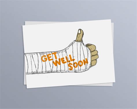 Get Well Soon Card Thumbs Up Broken Arm Wrist Etsy