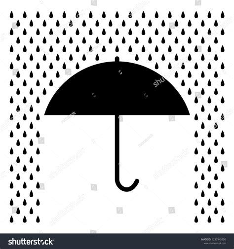 Umbrella Under Rain Icon Black White Stock Vector (Royalty Free ...