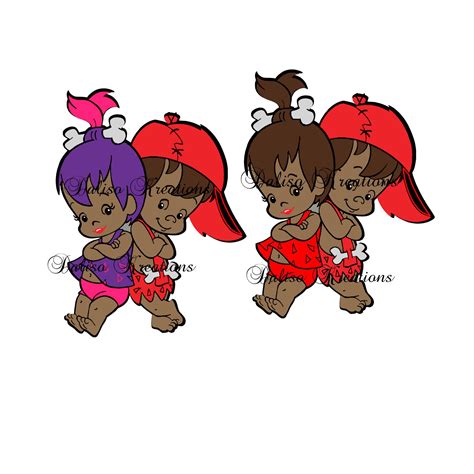 African American Pebbles and Bam Bam PNG FILE - Etsy