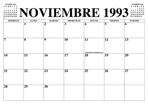 CALENDARIO NOVIEMBRE 1993 : EL CALENDARIO NOVIEMBRE PARA IMPRIMIR
