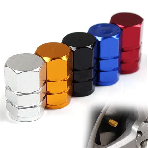 4pcs Universal Aluminum Car Tyre Air Valve Caps Bicycle Tire Valve Cap